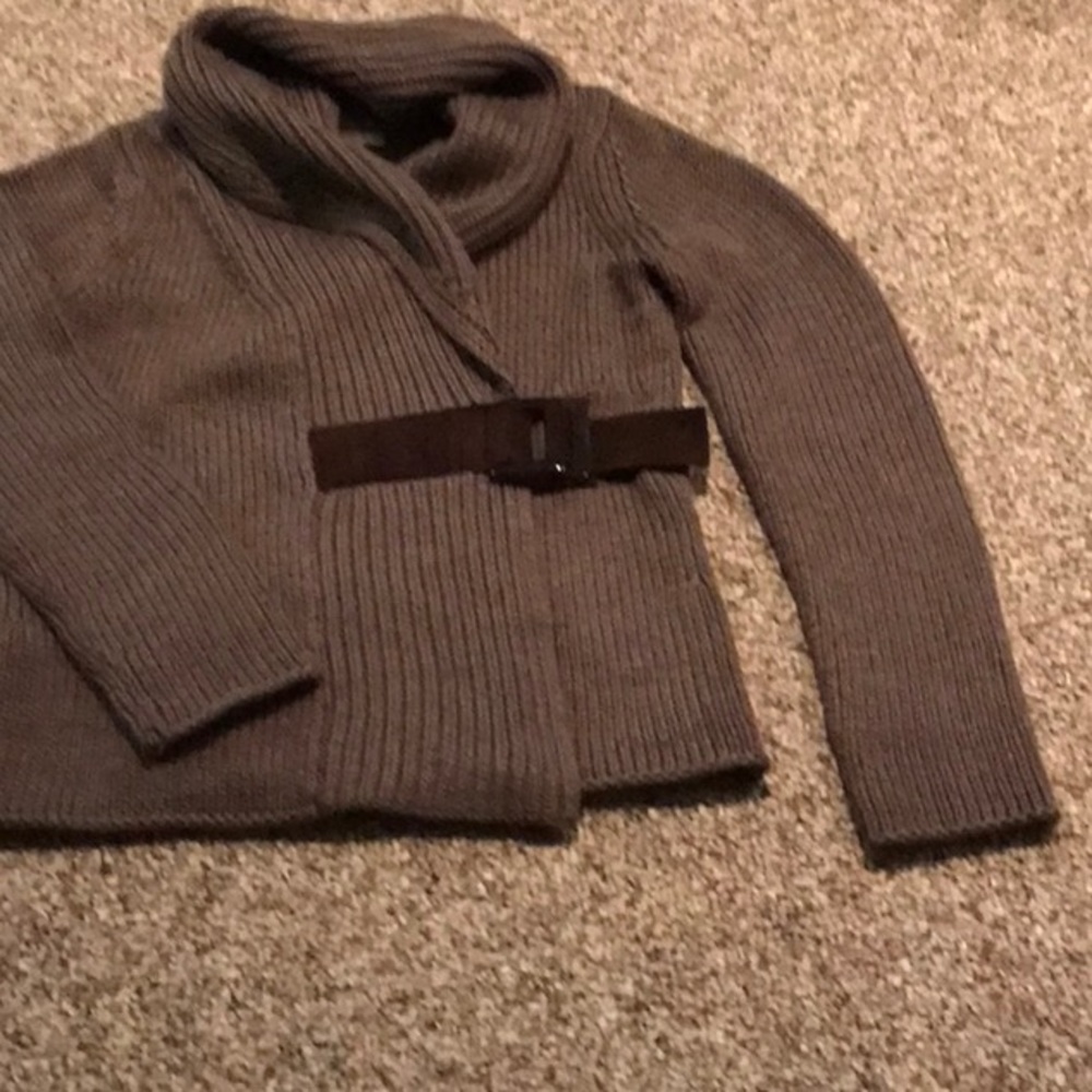 Soft Surroundings wrap sweater w/ belt. Brown. M Brown